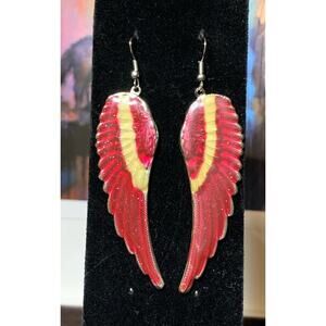 Y2K Red dangle metal angel wings